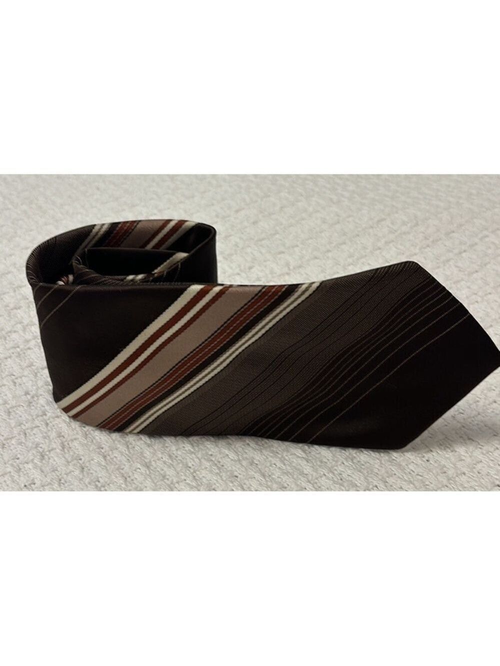 CHRISTIAN DIOR MONSIEUR brown cream taupe vintage diagonal striped men neck tie